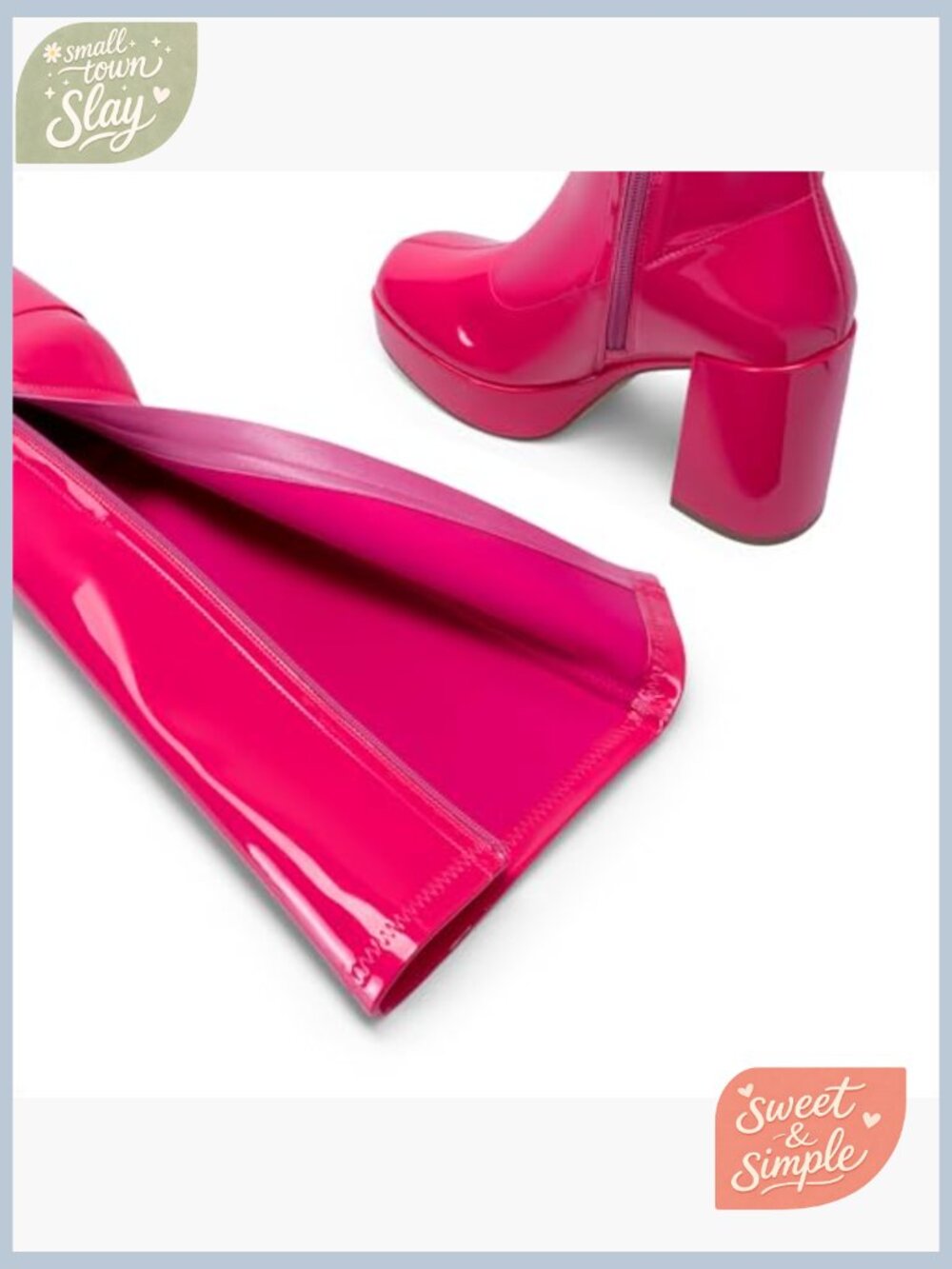 Women's Platform Knee High Boots Chunky Heel Side Zipper Vegan Leather - Picture 2 of 7